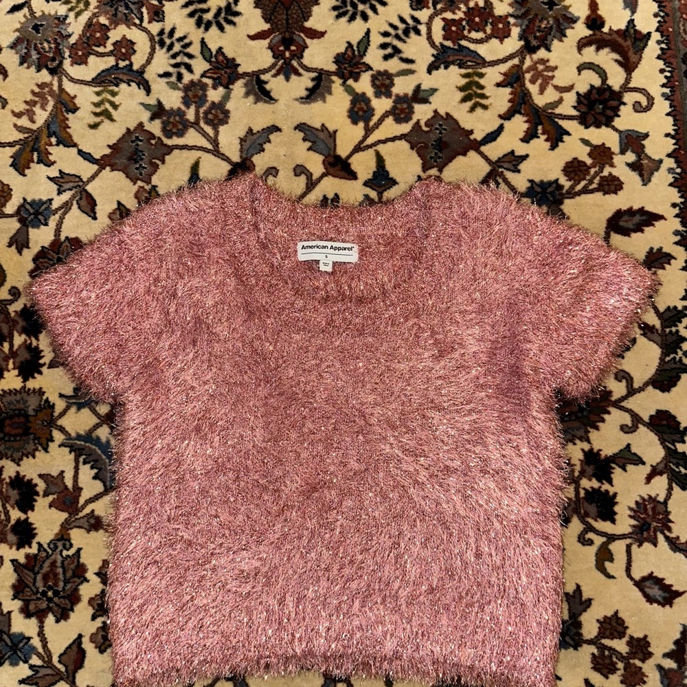 American Apparel Pink Fuzzy Top